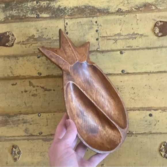 70s VINTAGE BOHO WOOD DISH TRAY MONKEY POD WOOD DISH HAWAII HOME DECOR ACCENT - Picture 5 of 7
